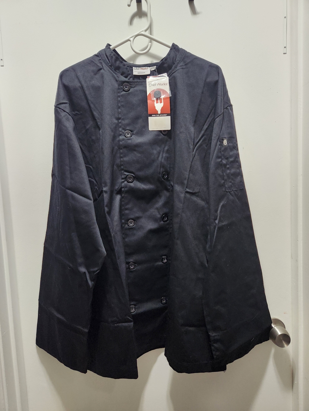 2 Chef Works Men’s Black Double-Breasted Short Collar Chef Jacket